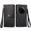 Xiaomi 14 Ultra Black Leather Phone Case with Zipper Lanyard - 1