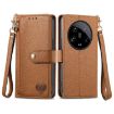 Xiaomi 14 Ultra Brown Leather Phone Case with Zipper Lanyard - 1