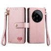 Xiaomi 14 Ultra Pink Leather Phone Case with Love Zipper Lanyard - 1