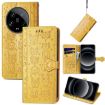 Xiaomi 14 Ultra Yellow Cat & Dog Embossed Leather Phone Case - 1