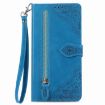 Xiaomi 14 Ultra Blue Embossed Flower Zipper Leather Phone Case - 2