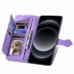 Xiaomi 14 Ultra Purple Embossed Flower Zipper Leather Phone Case - 4