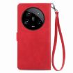 Xiaomi 14 Ultra Red Embossed Flower Zipper Leather Phone Case - 3