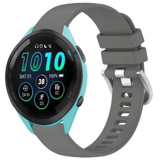Garmin Forerunner 265S Gray Silicone Watch Band with Silver Buckle - 1
