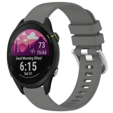 Garmin Forerunner 255S Music/255S Gray Silicone Watch Band Silver Buckle - 1