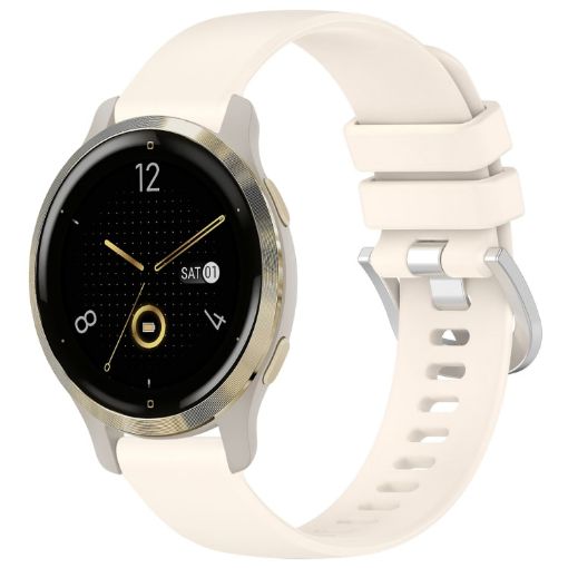 Garmin Venu 2S Silicone Watch Band - Liquid Glossy Silver Buckle - 1