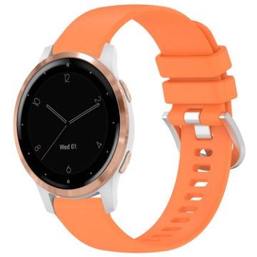 Garmin Vivoactive 4S Orange Silicone Watch Band with Silver Buckle - 1