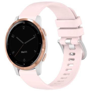 Garmin Vivoactive 4S Pink Silicone Watch Band with Silver Buckle - 1