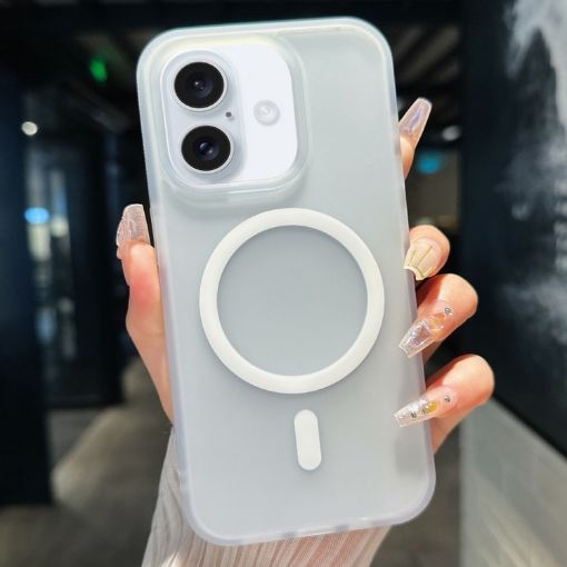 iPhone 16 Plus Transparent TPU Hybrid PC Magsafe Case - White - 1
