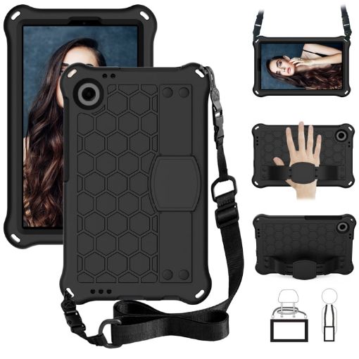 Alcatel Joy Tab2/3T 8.0 Honeycomb EVA Hybrid Tablet Case with Strap Black - 1