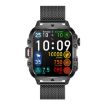 QX11 1.96" Color Screen Smart Watch with Milan Steel Strap - Black - 1