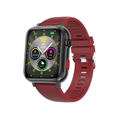 G18 Smart Watch 1.83" Color Screen, Blood Sugar/Uric Acid, Red Strap - 1