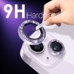 iPhone 15/14 Plus Camera Lens Protector Set - Glitter Metal Ring (Purple) - 3