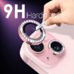 iPhone 15/14 Plus Camera Lens Protector Set - 6Pcs Pink Diamond Metal Ring - 3