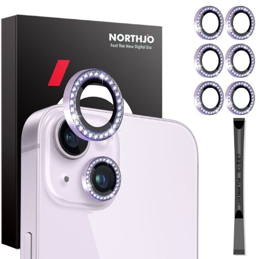 iPhone 15/14 Plus Camera Lens Protector Set - 6Pcs Diamond Metal Ring - 1