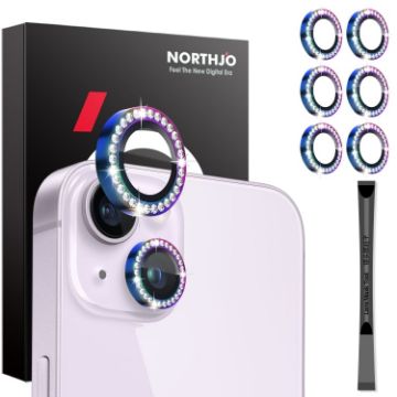 iPhone 15/14 Plus Camera Lens Protector Set - 6Pcs Diamond Metal Rings - 1