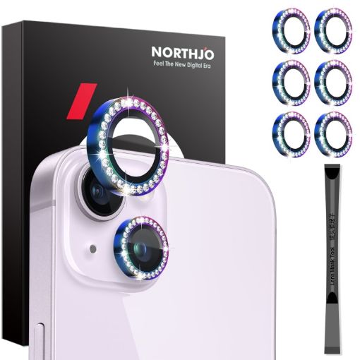 iPhone 15/14 Plus Camera Lens Protector Set - 6Pcs Diamond Metal Rings - 1