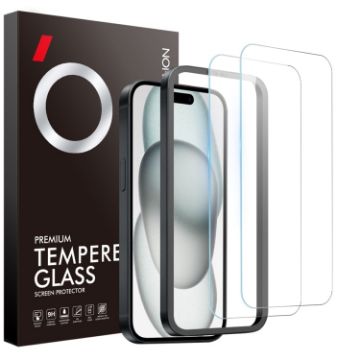 iPhone 15 NORTHJO 2pcs Screen Protector Tempered Glass with Frame - 1