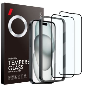 iPhone 15 NORTHJO 2pcs Tempered Glass Film with Installation Frame - 1