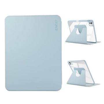 iPad Pro 13 2024 ENKAY 360 Rotation Leather Case with Pen Slot - Blue - 1
