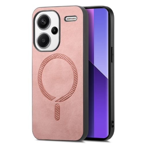 Xiaomi Redmi Note 13 Pro+ Pink Retro Magsafe PU Back Cover Case - 1
