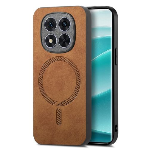 Xiaomi Redmi Note 14 5G Brown Retro Magsafe PU Back Cover Case - 1