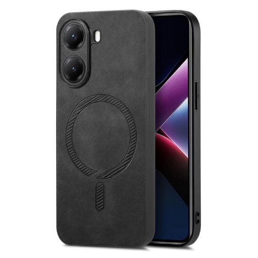 Redmi Turbo 4 Black Retro Magsafe PU Back Cover Phone Case - 1