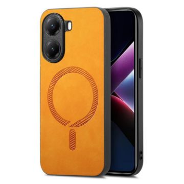 Xiaomi Poco X7 Pro Yellow Retro Magsafe PU Back Cover Phone Case - 1