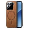 Xiaomi 15 Pro Brown Retro Magsafe PU Back Cover Phone Case - 1