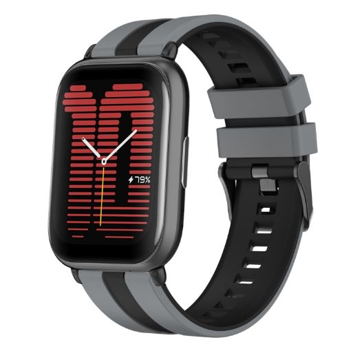 Amazfit Active 20mm Two-Color Sports Silicone Watch Band Grey Black - 1