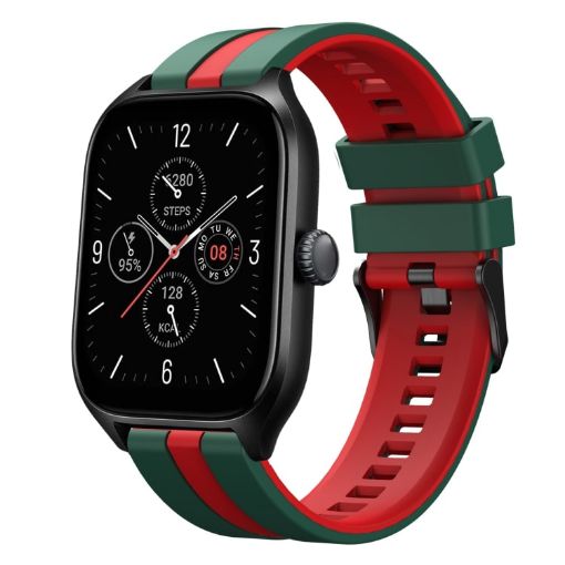 Amazfit GTS 4 20mm Green+Red Two-Color Sports Silicone Watch Band - 1