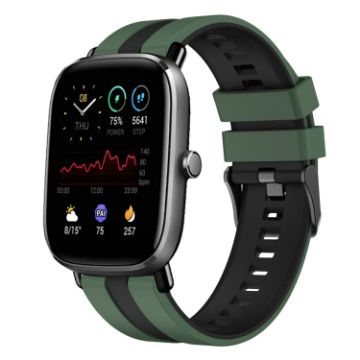 Amazfit GTS 4 Mini 20mm Two-Color Silicone Watch Band Olive/Black - 1