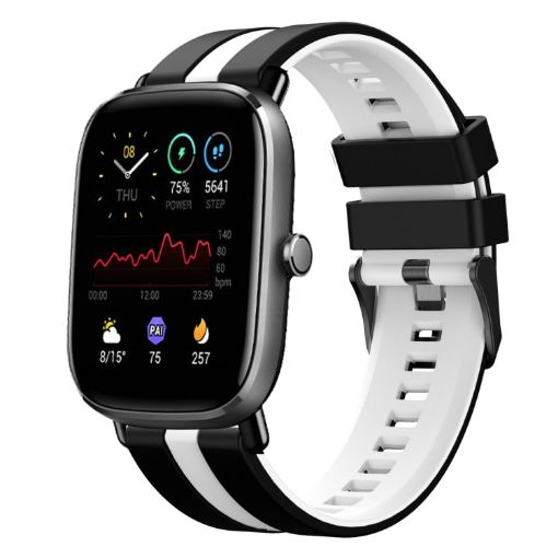 Amazfit GTS 4 Mini 20mm Black+White Sports Silicone Watch Band - 1