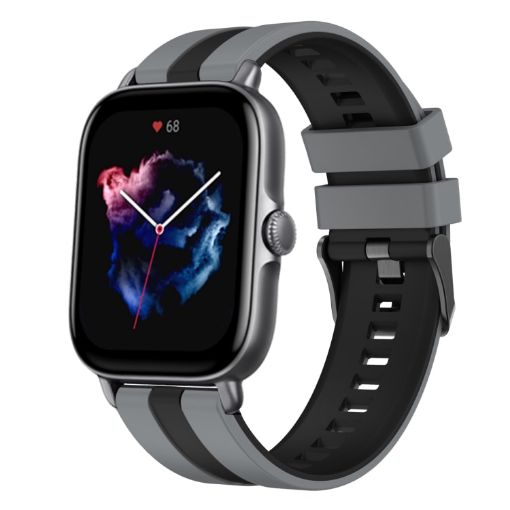 Amazfit GTS 3 20mm Grey+Black Two-Color Sports Silicone Watch Band - 1