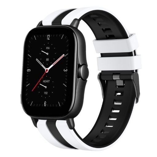 Amazfit GTS 2E 20mm Two-Color Silicone Watch Band White+Black - 1