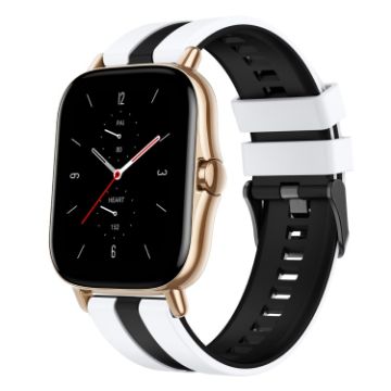 Amazfit GTS 2 20mm Two-Color Silicone Watch Band White+Black - 1