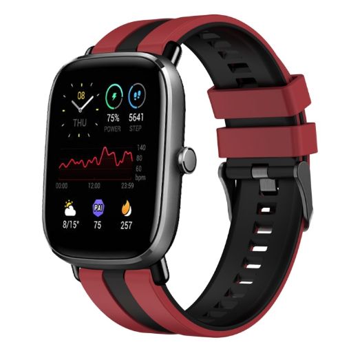 Amazfit GTS 2 Mini 20mm Red+Black Sports Silicone Watch Band - 1