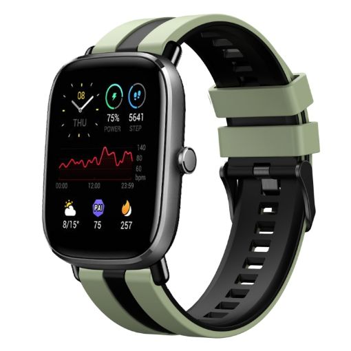 Amazfit GTS 2 Mini 20mm Two-Color Silicone Watch Band Light Green/Black - 1