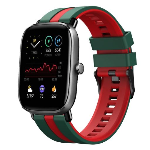 Amazfit GTS 2 Mini 20mm Green+Red Sports Silicone Watch Band - 1
