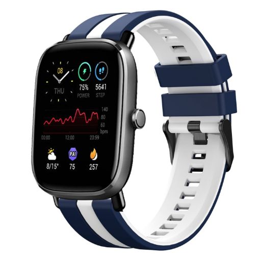 Amazfit GTS 2 Mini 20mm Blue+White Sports Silicone Watch Band - 1
