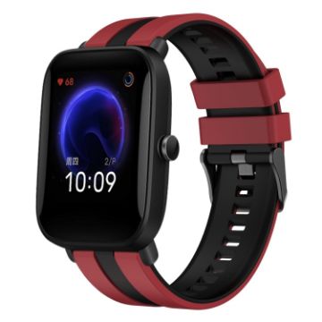 Amazfit Pop 20mm Red+Black Two-Color Sports Silicone Watch Band - 1