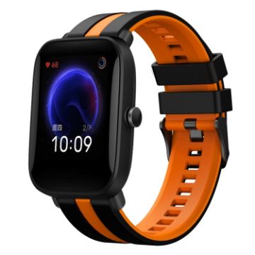 Amazfit Pop 20mm Black+Orange Two-Color Sports Silicone Watch Band - 1