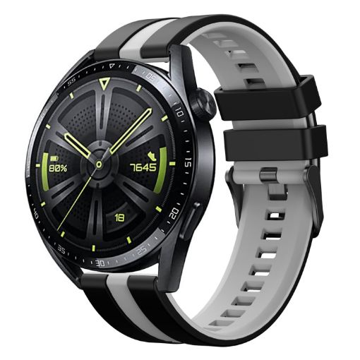 Amazfit Bip3 20mm Black+Grey Two-Color Sports Silicone Watch Band - 1