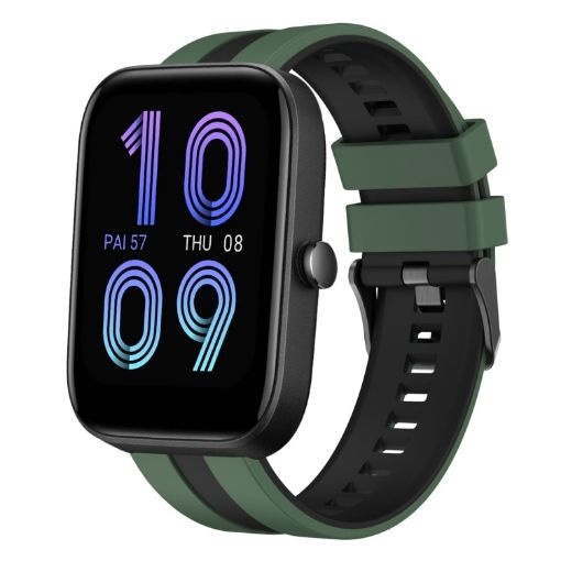 Amazfit Bip3 Pro 20mm Two-Color Silicone Watch Band Olive Green/Black - 1