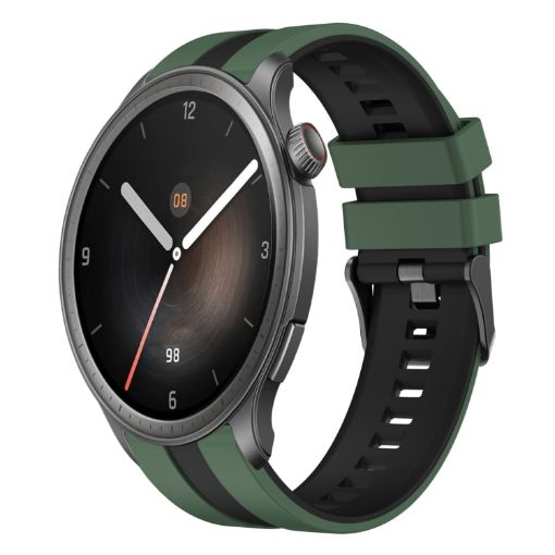 Amazfit Balance 22mm Two-Color Sports Silicone Watch Band Olive/Black - 1