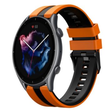 Amazfit GTR 3 22mm Orange+Black Two-Color Sports Silicone Watch Band - 1