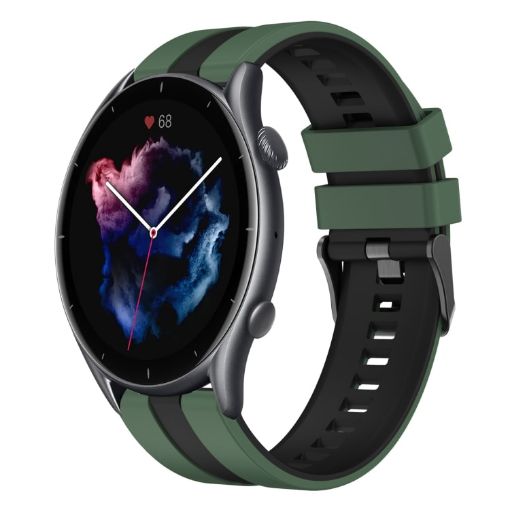 Amazfit GTR 3 22mm Olive Green+Black Sports Silicone Watch Band - 1