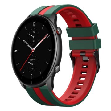 Amazfit GTR 2e 22mm Green+Red Two-Color Sports Silicone Watch Band - 1