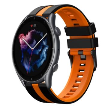 Amazfit 3 22mm Black+Orange Two-Color Sports Silicone Watch Band - 1