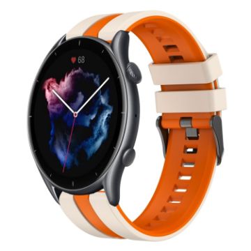 Amazfit 3 22mm Two-Color Silicone Watch Band - Starlight/Orange - 1